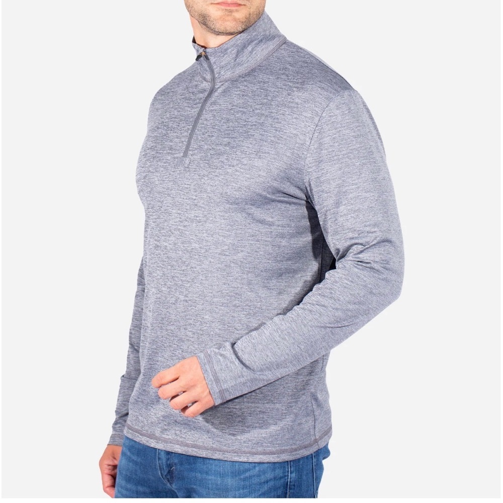 Copper Fit Men’s Essential Quarter Zip Long Sleeve Shirt in Grey, Size Large